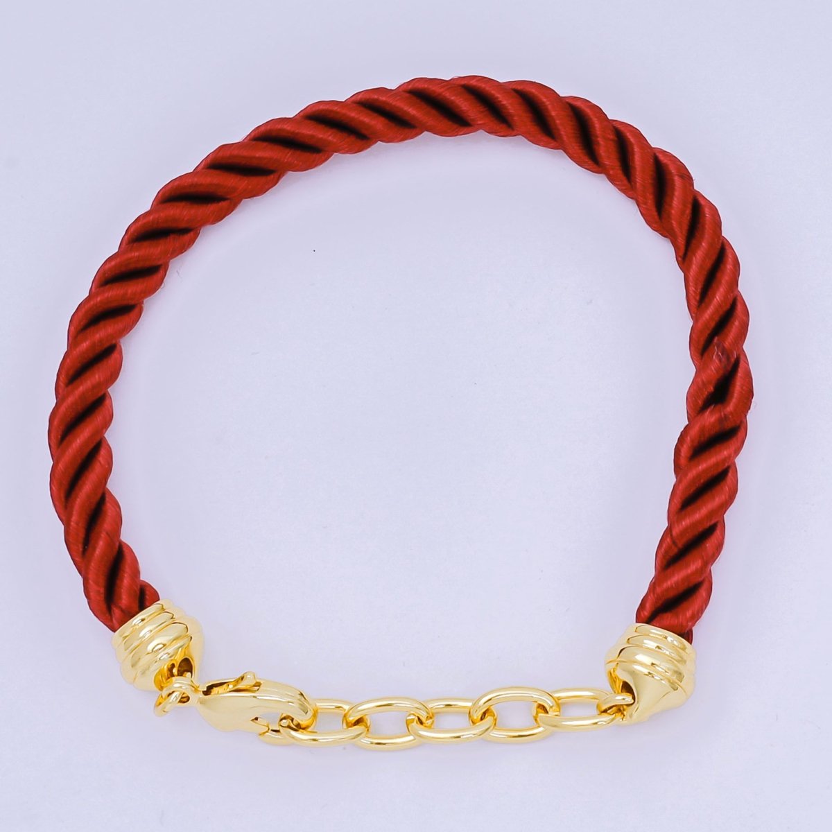 24K Gold Filled Braided Silk Rope Necklace Cords Rope Chain Bracelet in Red & Blue | WA - 3368 - WA - 3370 - DLUXCA