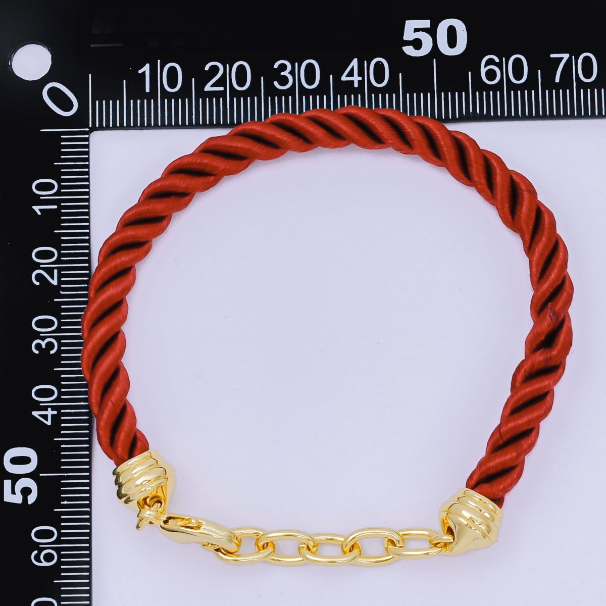 24K Gold Filled Braided Silk Rope Necklace Cords Rope Chain Bracelet in Red & Blue | WA - 3368 - WA - 3370 - DLUXCA