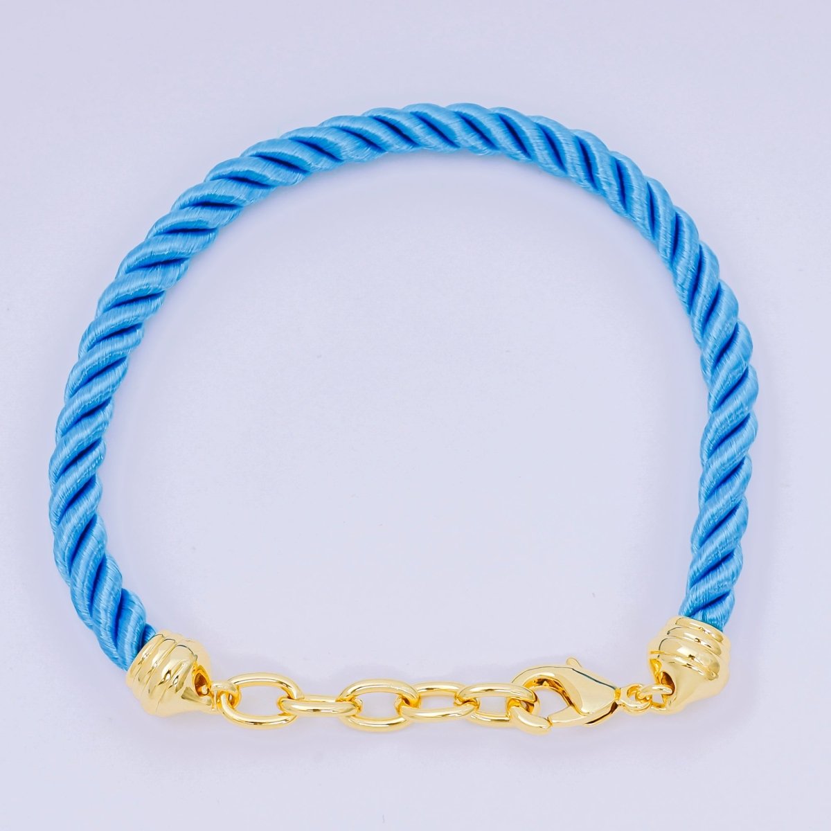 24K Gold Filled Braided Silk Rope Necklace Cords Rope Chain Bracelet in Red & Blue | WA - 3368 - WA - 3370 - DLUXCA