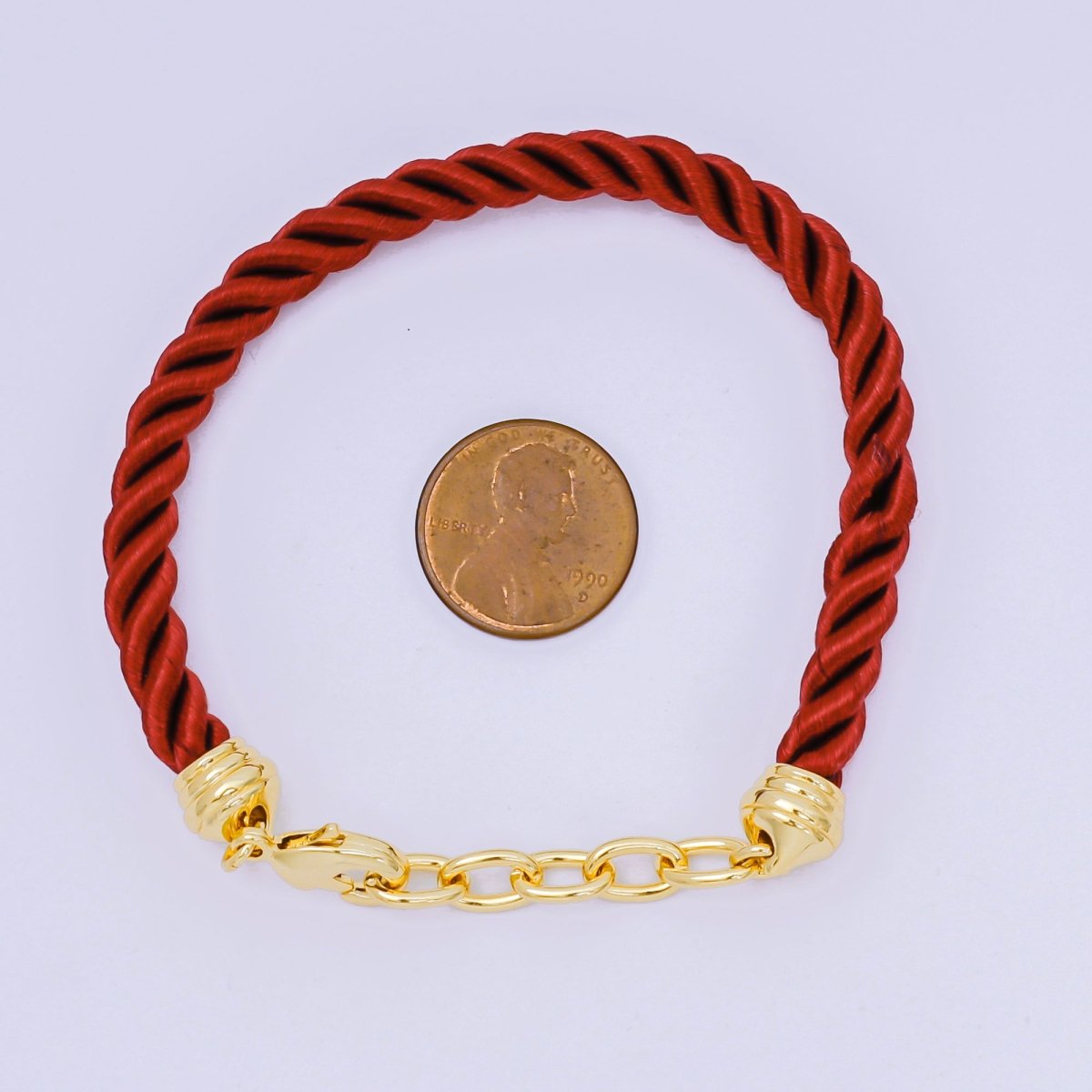 24K Gold Filled Braided Silk Rope Necklace Cords Rope Chain Bracelet in Red & Blue | WA - 3368 - WA - 3370 - DLUXCA