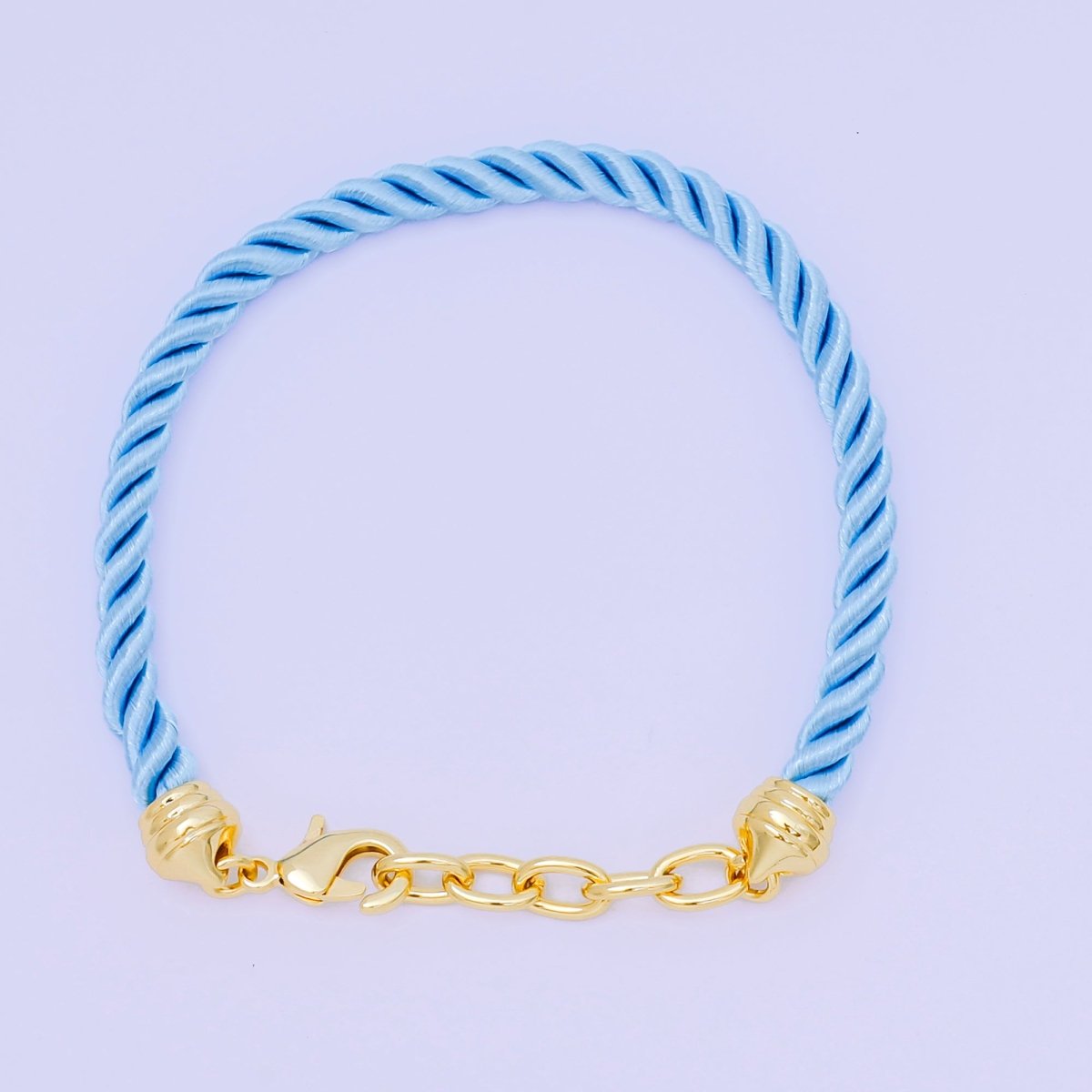 24K Gold Filled Braided Silk Rope Necklace Cords Rope Chain Bracelet in Red & Blue | WA - 3368 - WA - 3370 - DLUXCA