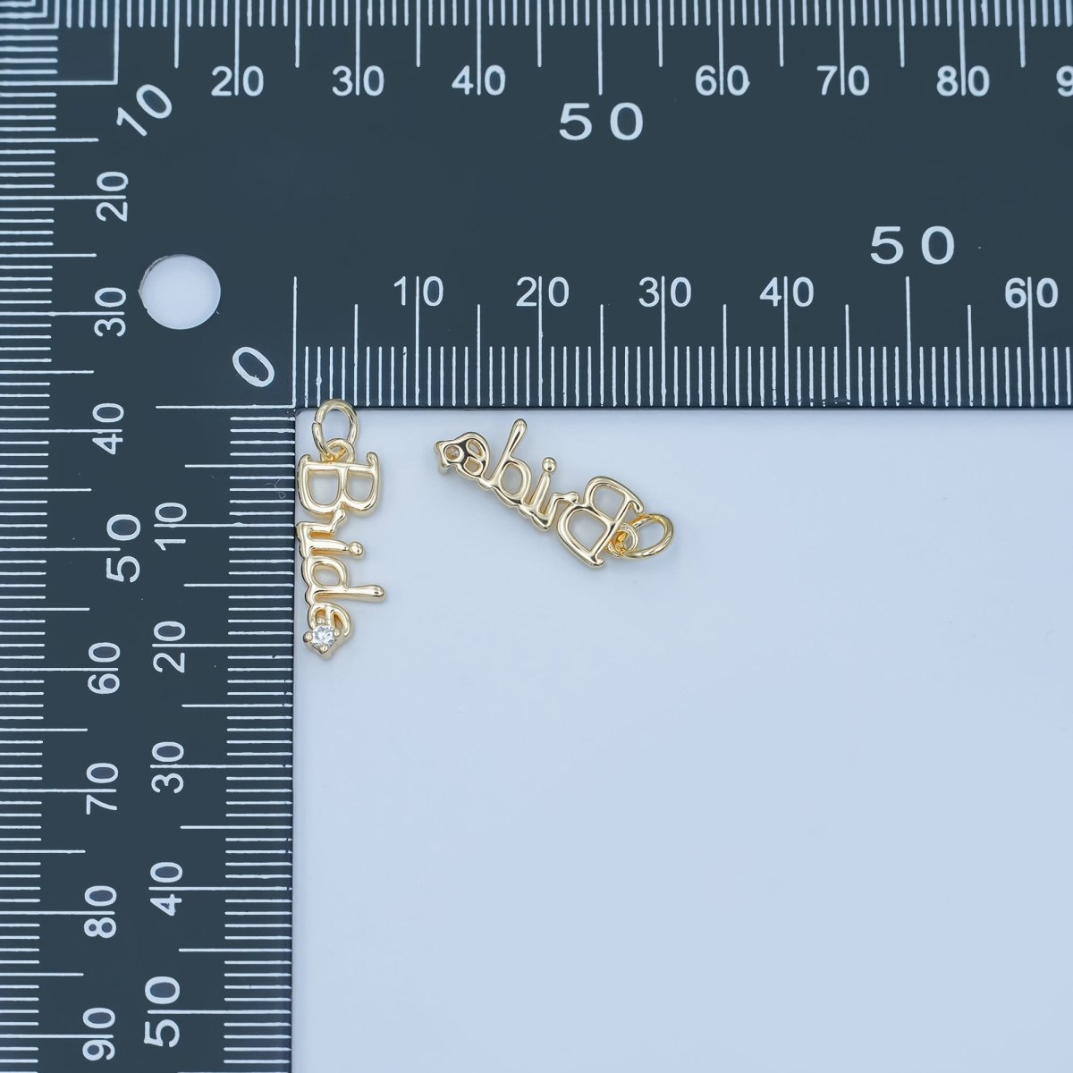 24K Gold Filled "Bride" Cursive Script CZ Charm in Gold & Silver | N091 - DLUXCA