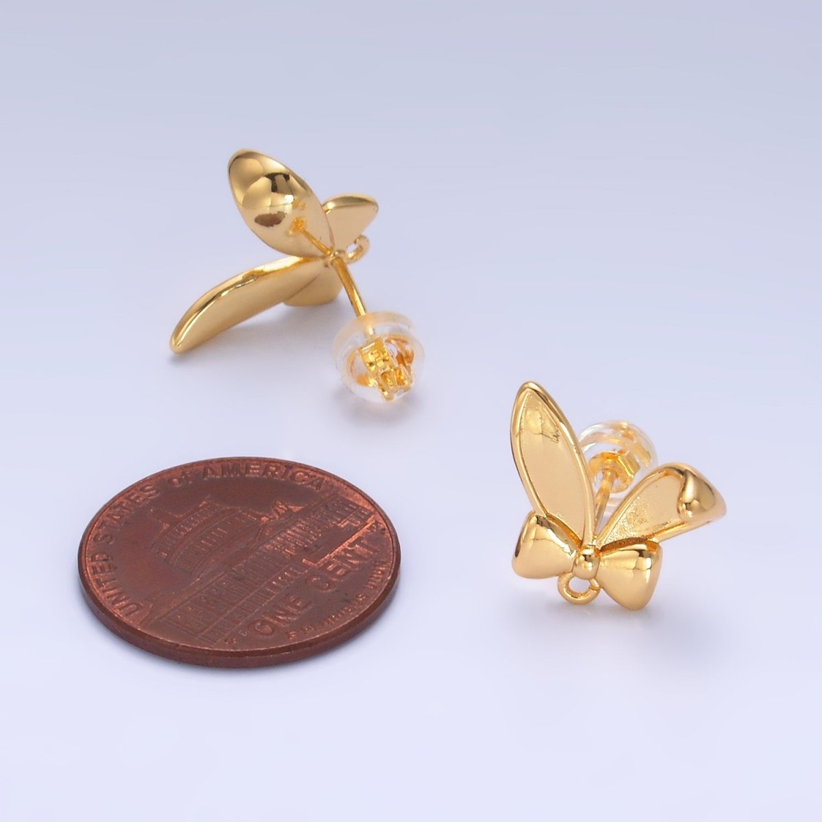 24K Gold Filled Bunny Ear Drop Stud Earring Findings | Z1088 - DLUXCA