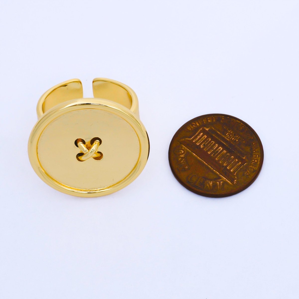 24K Gold Filled Button Ring Fashion Rings for Women Adjustable | O1669 - DLUXCA