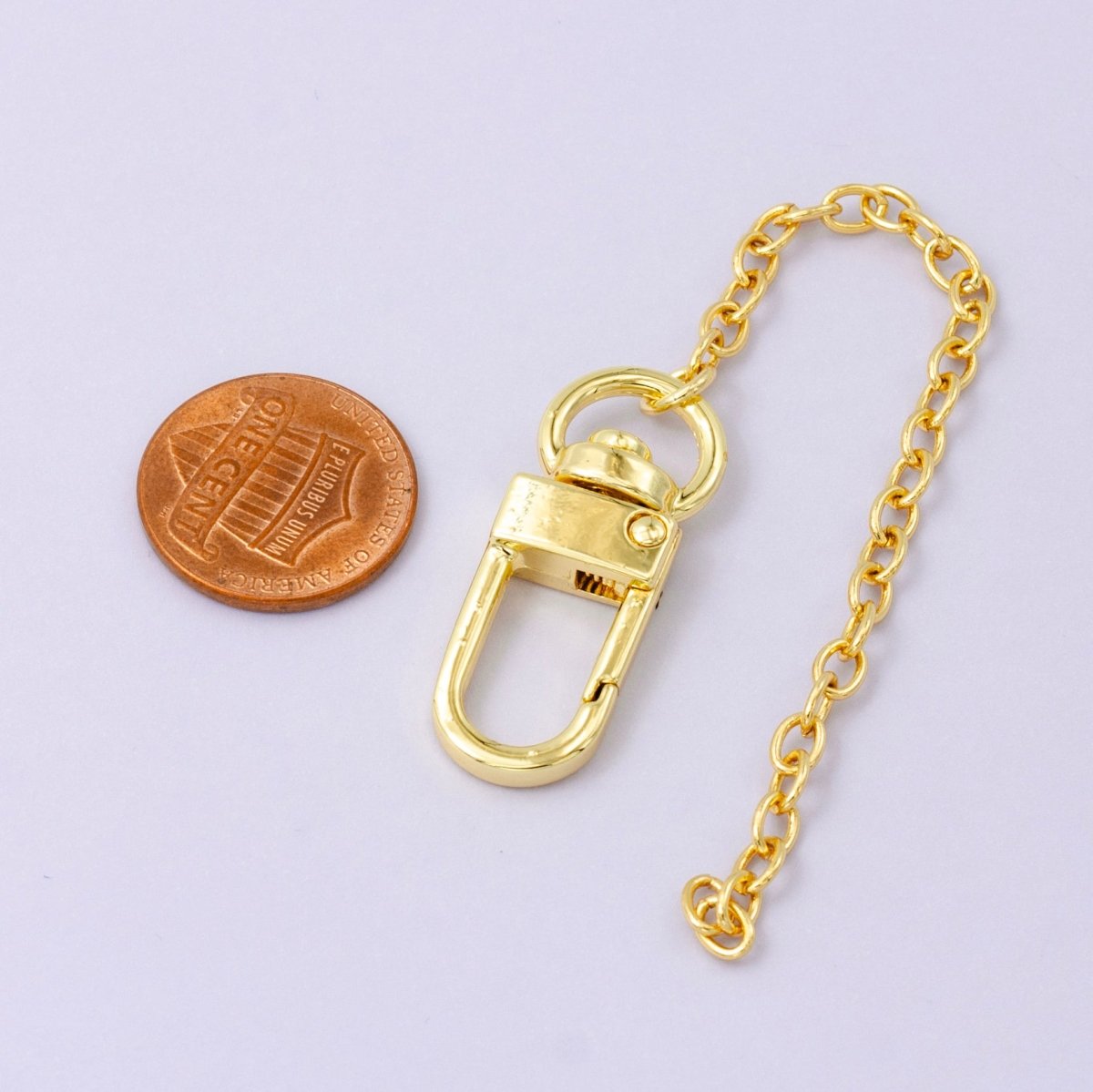24K Gold Filled Cable Chain Bag Purse Charm Swivel Keychain Finding | WA - 2750 - DLUXCA