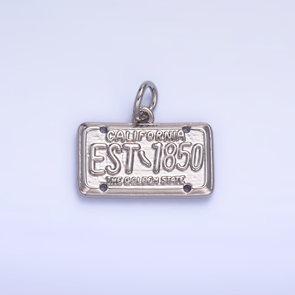 24K Gold Filled "California Golden State EST 1850" License Plate Charm in Gold & Silver | W395 - DLUXCA