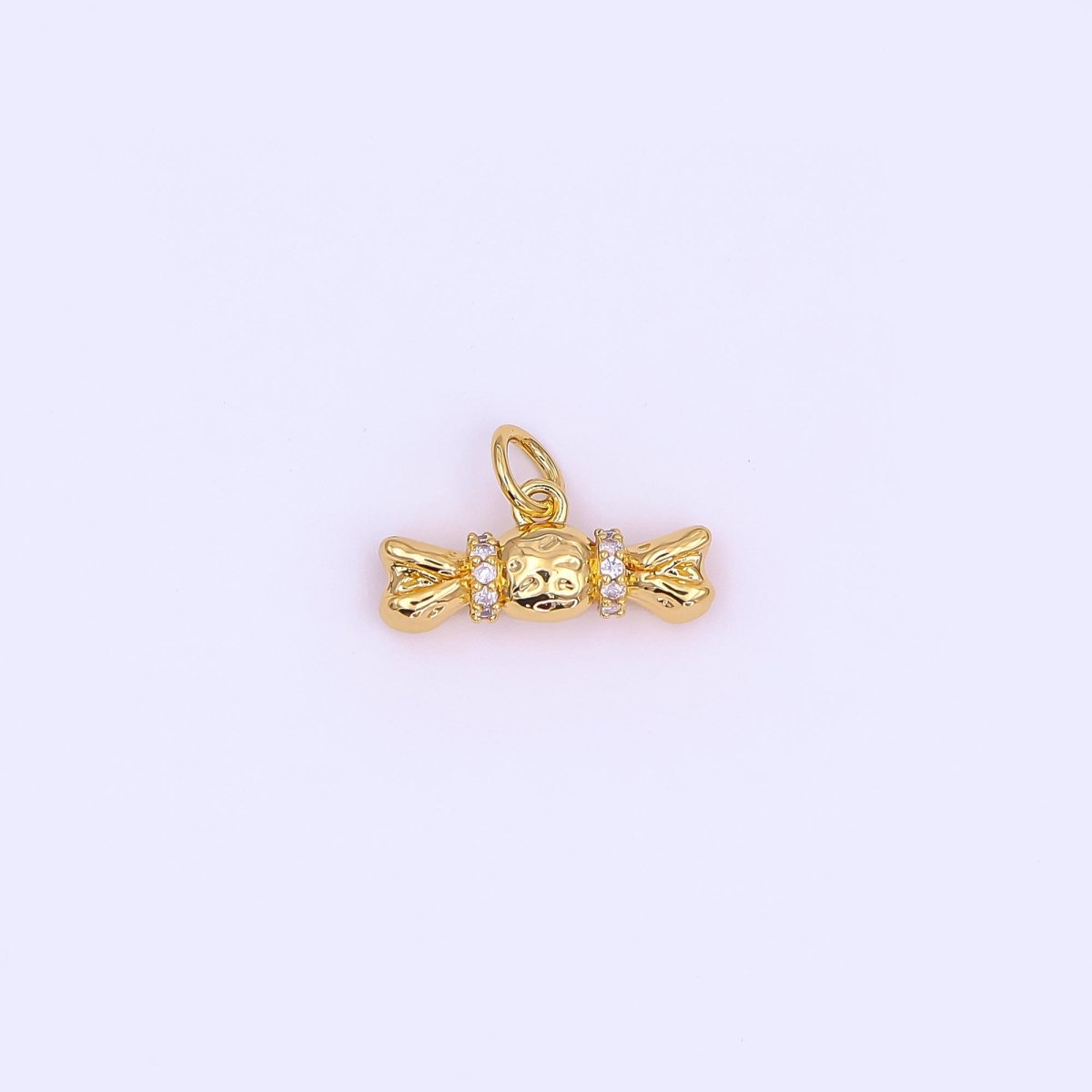 24K Gold Filled Candy Sweets Micro Paved CZ Charm in Gold & Silver | AF485 - DLUXCA