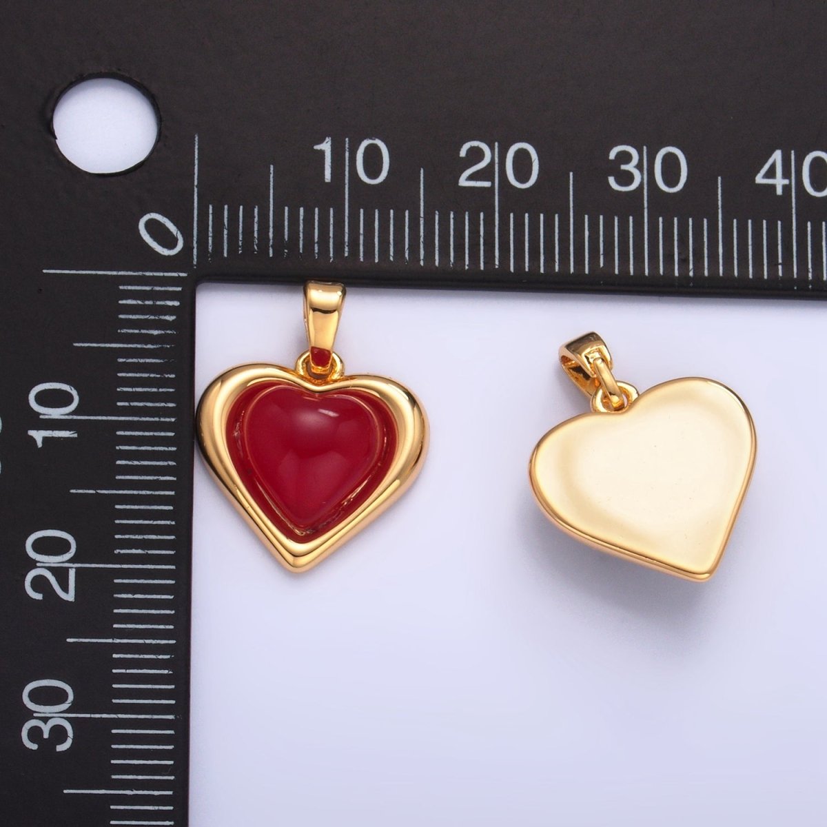 24K Gold Filled Carnelian, Onyx Gemstone Heart Pendant | AA1012 - DLUXCA