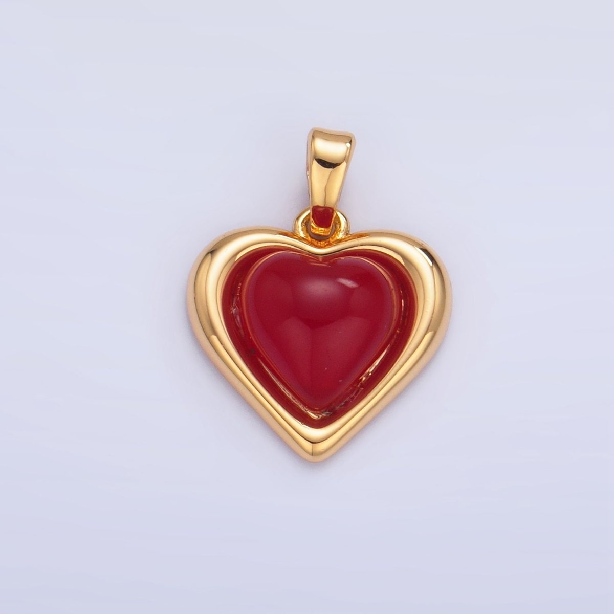 24K Gold Filled Carnelian, Onyx Gemstone Heart Pendant | AA1012 - DLUXCA
