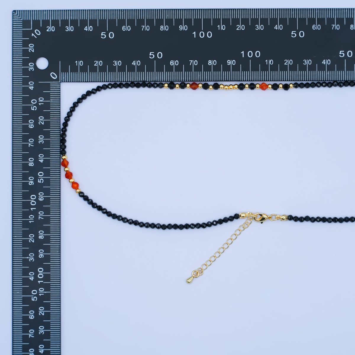 24K Gold Filled Carnelian Onyx Multifaceted Crystal Gemstone 18 Inch Necklace | WA - 2874 - DLUXCA