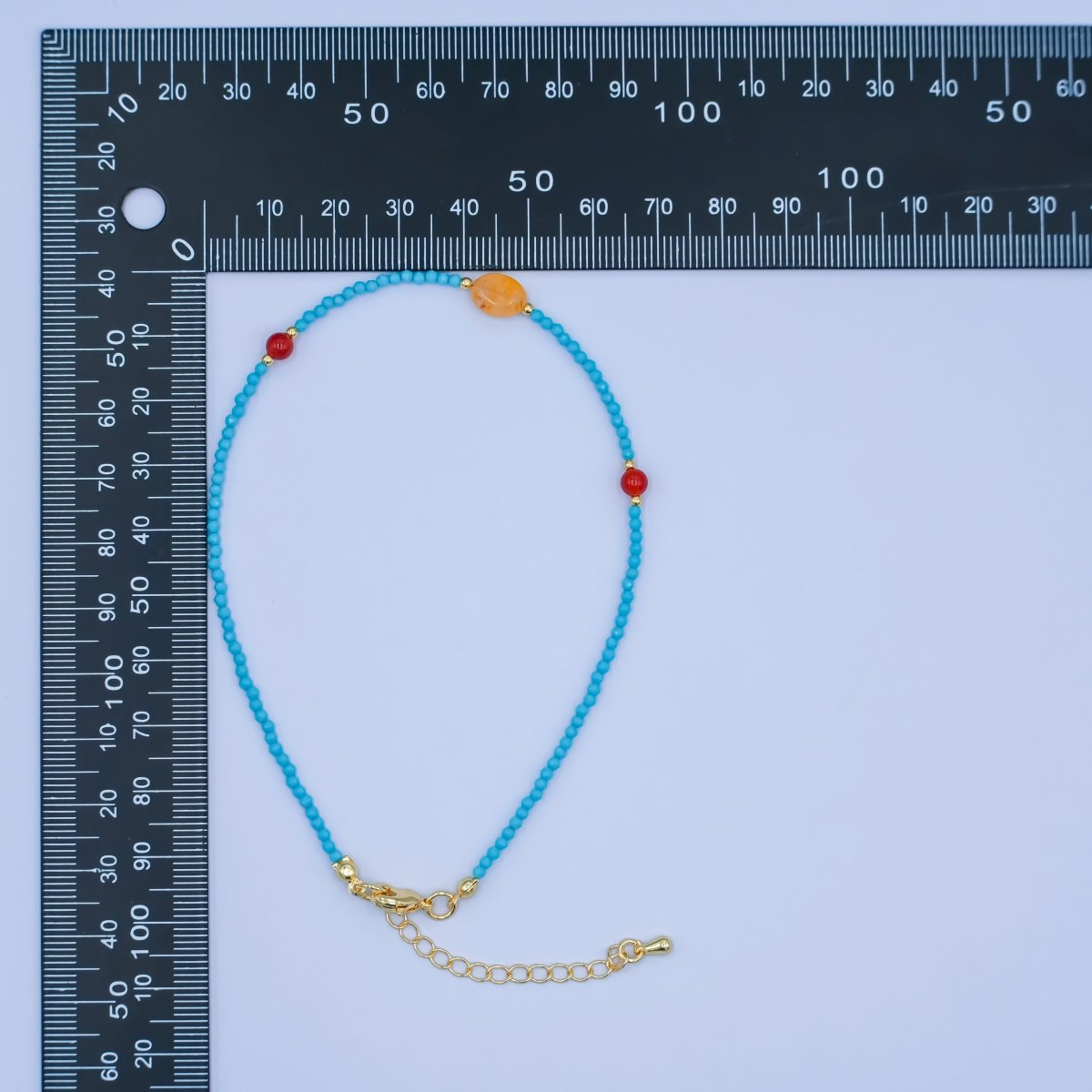 24K Gold Filled Carnelian Turquoise Gemstone 9.25 Inch Bracelet | WA - 2956 - DLUXCA