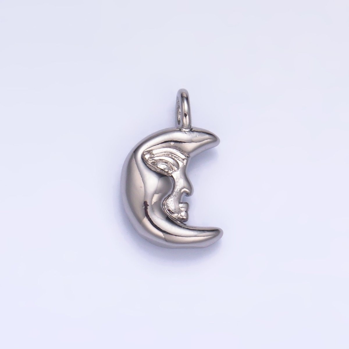 24K Gold Filled Celestial Crescent Moon Face Charm in Gold & Silver | W833 - DLUXCA
