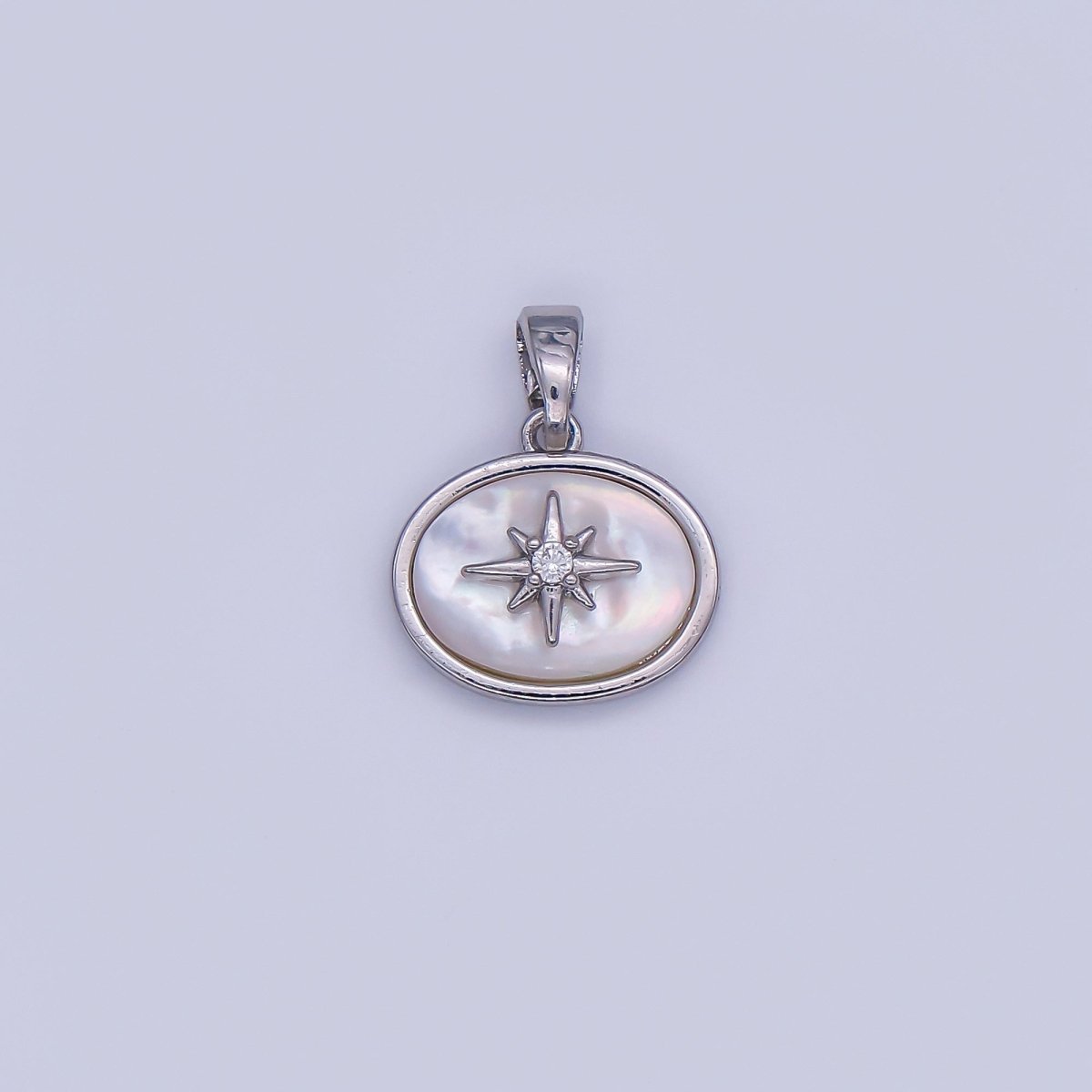 24K Gold Filled Celestial North Star CZ Shell Pearl Pendant in Gold & Silver | AH429 - DLUXCA