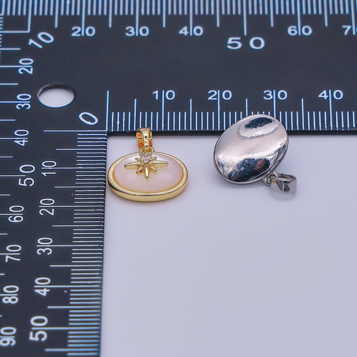 24K Gold Filled Celestial North Star CZ Shell Pearl Pendant in Gold & Silver | AH429 - DLUXCA