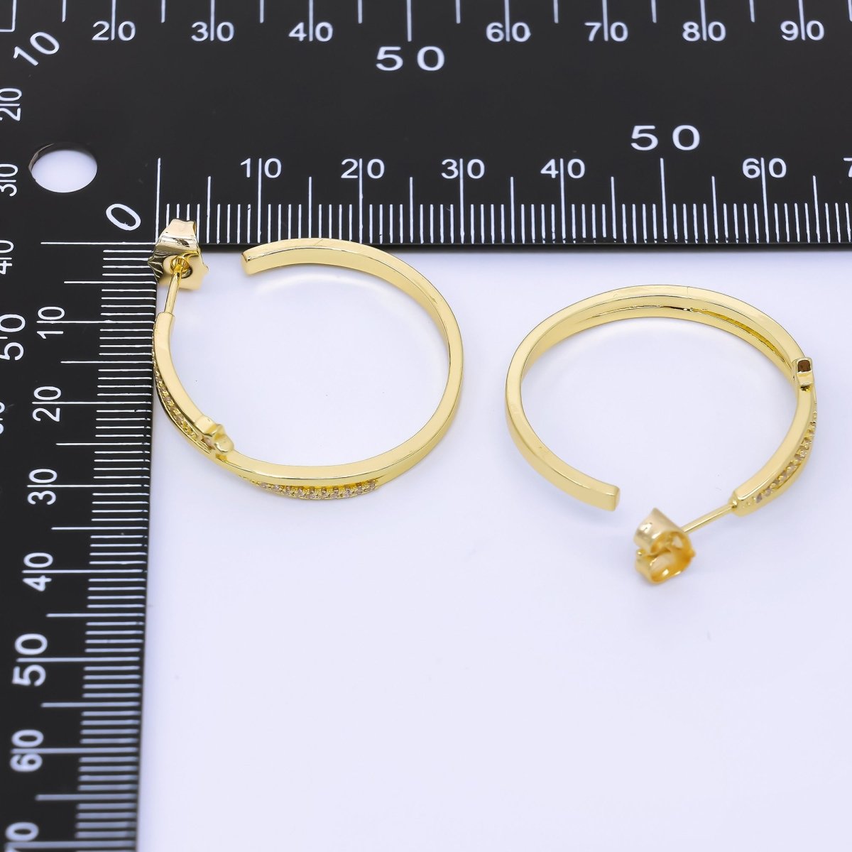24K Gold Filled Celestial Shooting Star C - Shaped Hoop Earrings | AB1592 - DLUXCA