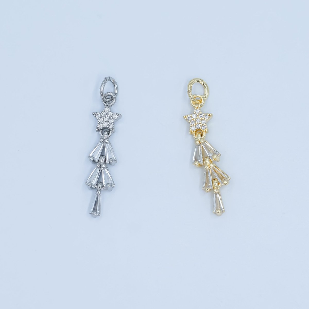 24K Gold Filled Celestial Star Baguette Charm in Gold & Silver | C878 - DLUXCA