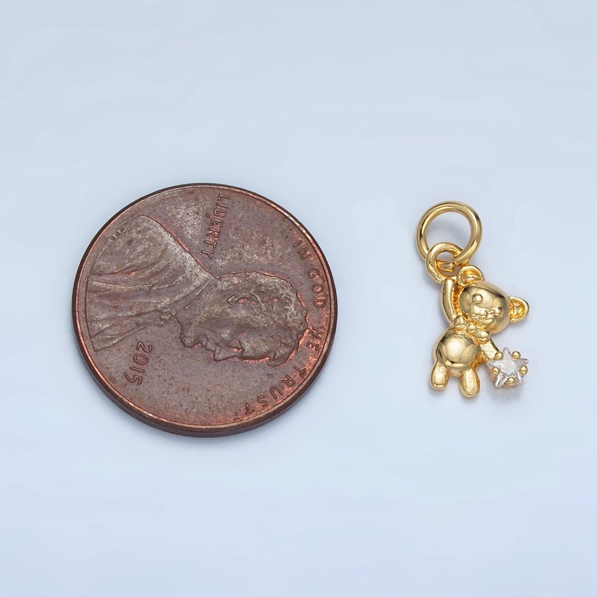 24K Gold Filled Celestial Star CZ Teddy Bar Charm | E734 - DLUXCA