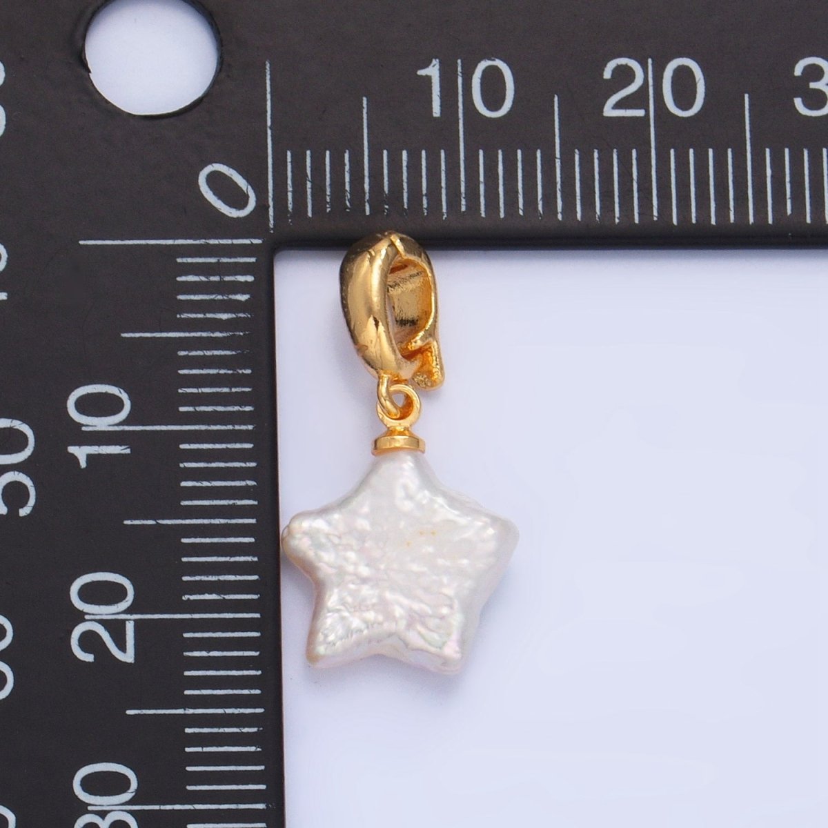 24K Gold Filled Celestial Star Freshwater Pearl Snap Latch Pendant | P1919 - DLUXCA