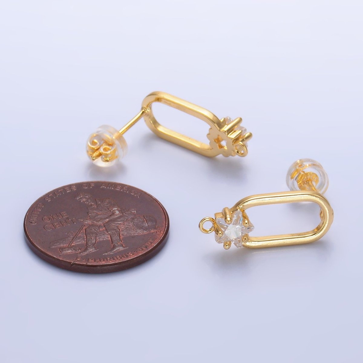 24K Gold Filled Celestial Star Paperclip Loop Stud Earrings Findings | Z1066 - DLUXCA