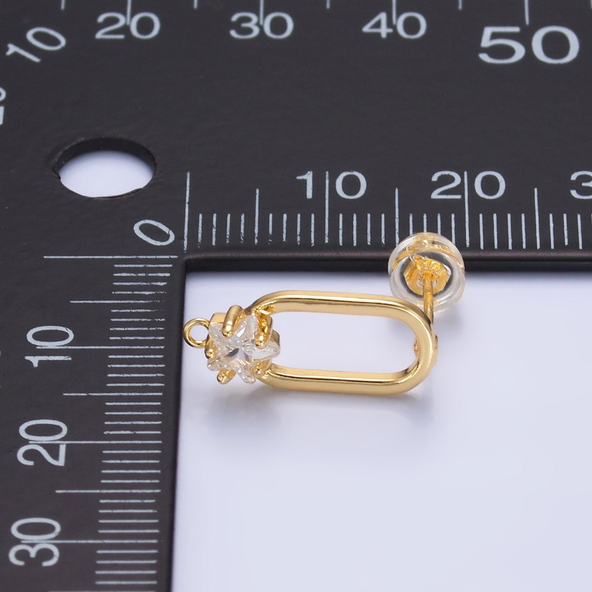 24K Gold Filled Celestial Star Paperclip Loop Stud Earrings Findings | Z1066 - DLUXCA