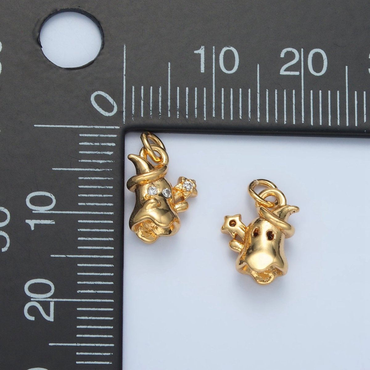 24K Gold Filled Celestial Star Witch Ghost Mini Charm in Gold & Silver | E392 - DLUXCA