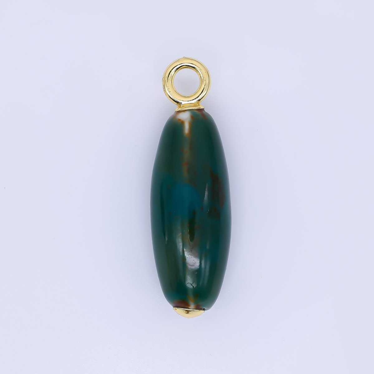 24K Gold Filled Ceramic Art Nature's Teardrop Oval Charm | M219 M249 M251 M252 M 256 M257 M262 M366 M372 M376 M383 - DLUXCA