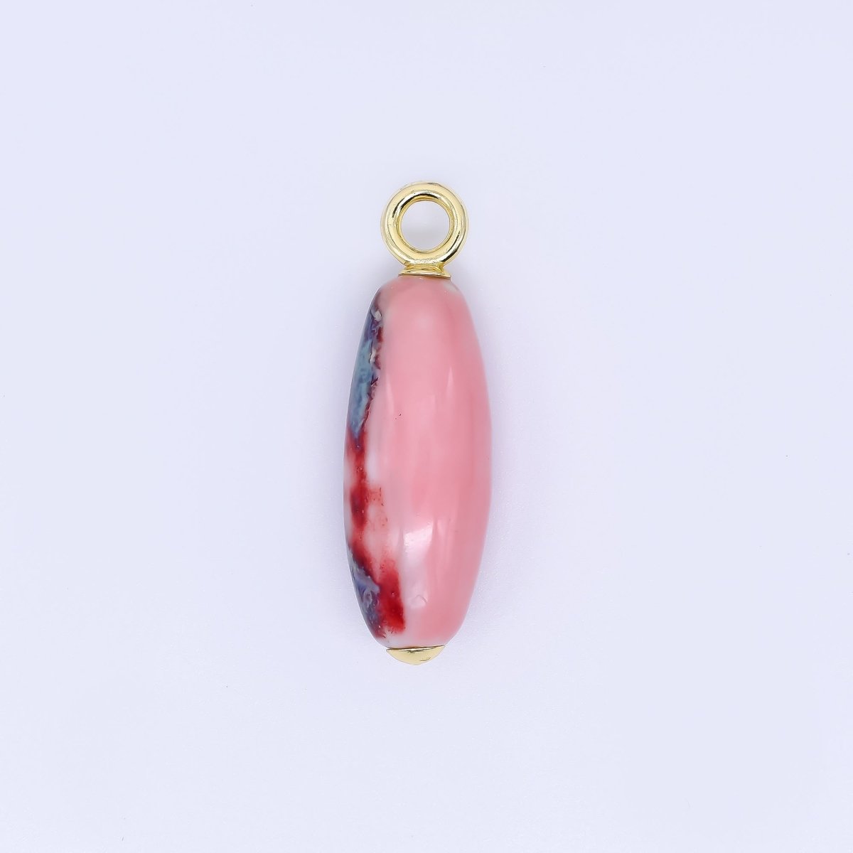 24K Gold Filled Ceramic Art Nature's Teardrop Oval Charm | M219 M249 M251 M252 M 256 M257 M262 M366 M372 M376 M383 - DLUXCA