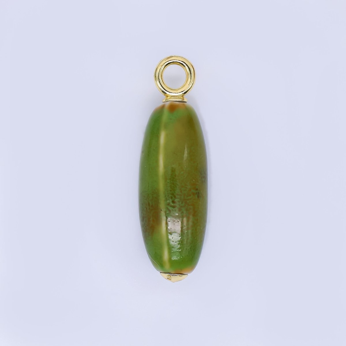 24K Gold Filled Ceramic Art Nature's Teardrop Oval Charm | M219 M249 M251 M252 M 256 M257 M262 M366 M372 M376 M383 - DLUXCA