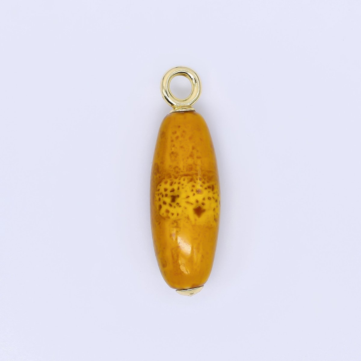 24K Gold Filled Ceramic Art Nature's Teardrop Oval Charm | M219 M249 M251 M252 M 256 M257 M262 M366 M372 M376 M383 - DLUXCA
