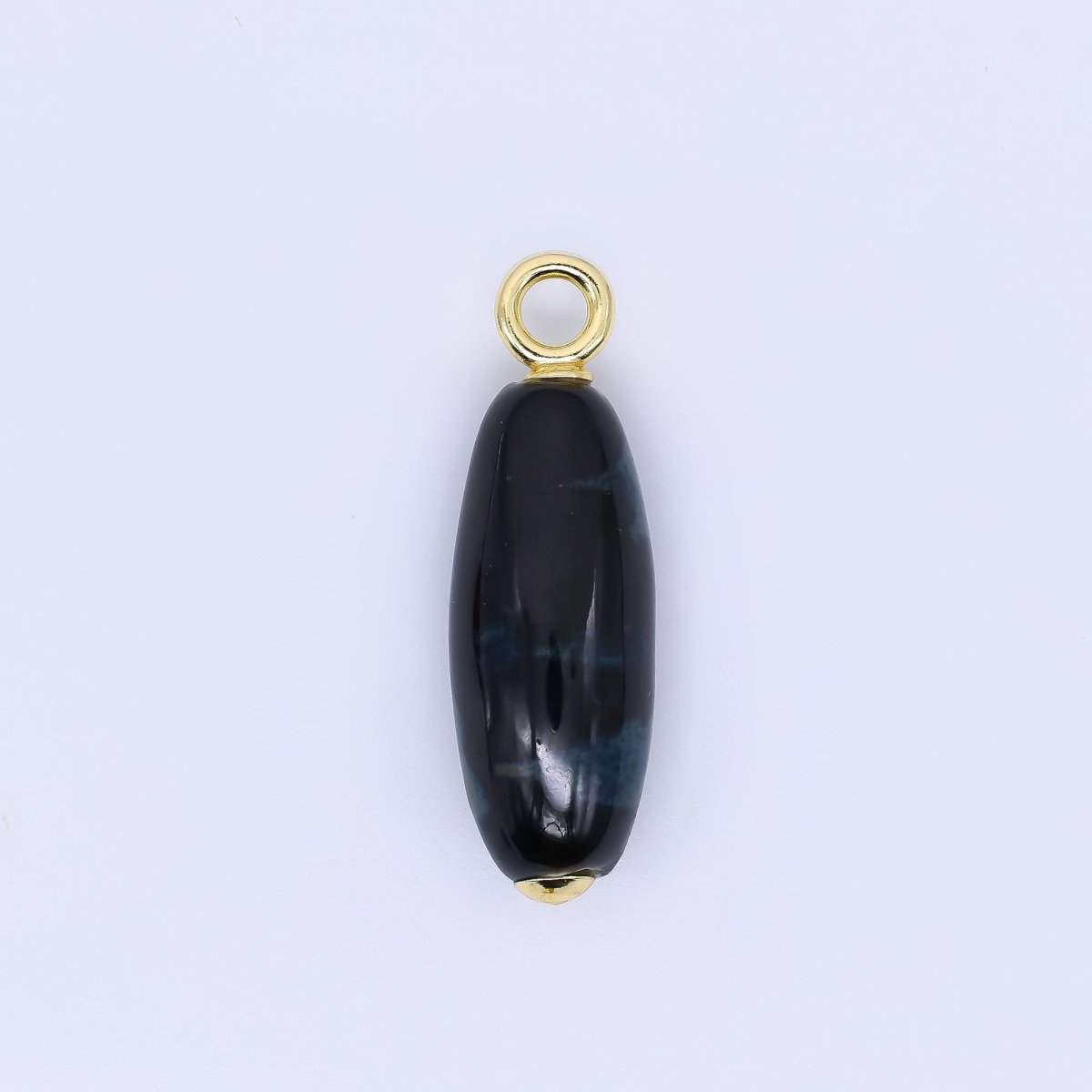 24K Gold Filled Ceramic Art Nature's Teardrop Oval Charm | M219 M249 M251 M252 M 256 M257 M262 M366 M372 M376 M383 - DLUXCA