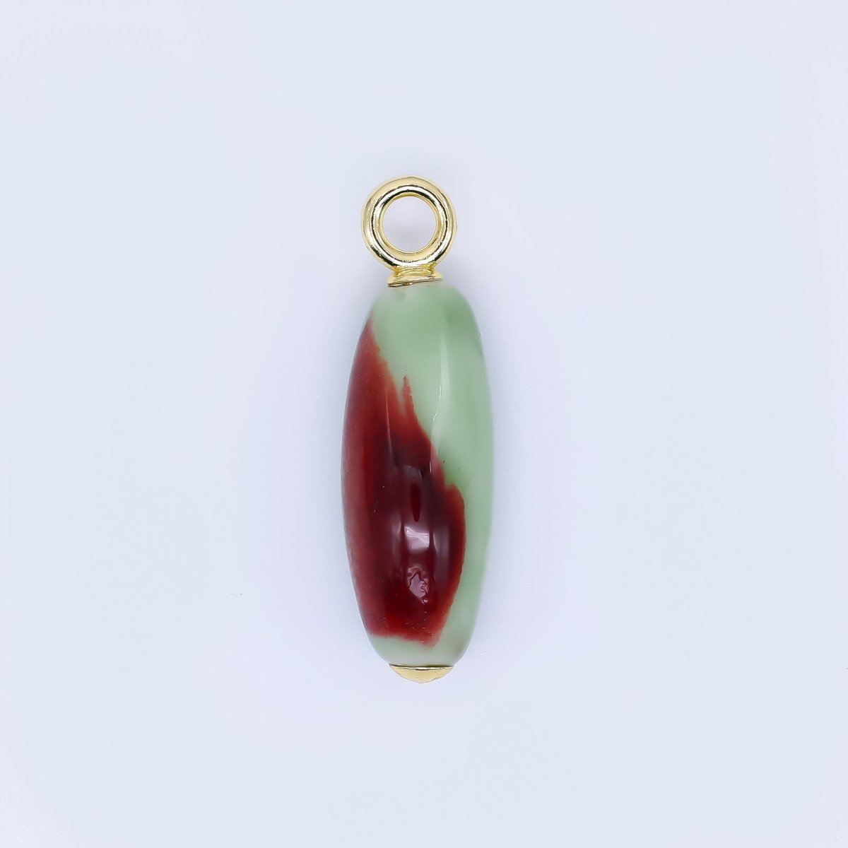 24K Gold Filled Ceramic Art Nature's Teardrop Oval Charm | M219 M249 M251 M252 M 256 M257 M262 M366 M372 M376 M383 - DLUXCA