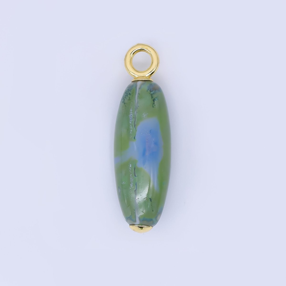 24K Gold Filled Ceramic Art Nature's Teardrop Oval Charm | M219 M249 M251 M252 M 256 M257 M262 M366 M372 M376 M383 - DLUXCA