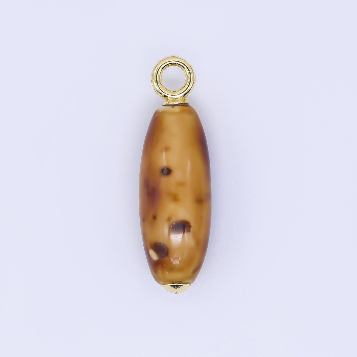 24K Gold Filled Ceramic Art Nature's Teardrop Oval Charm | M219 M249 M251 M252 M 256 M257 M262 M366 M372 M376 M383 - DLUXCA