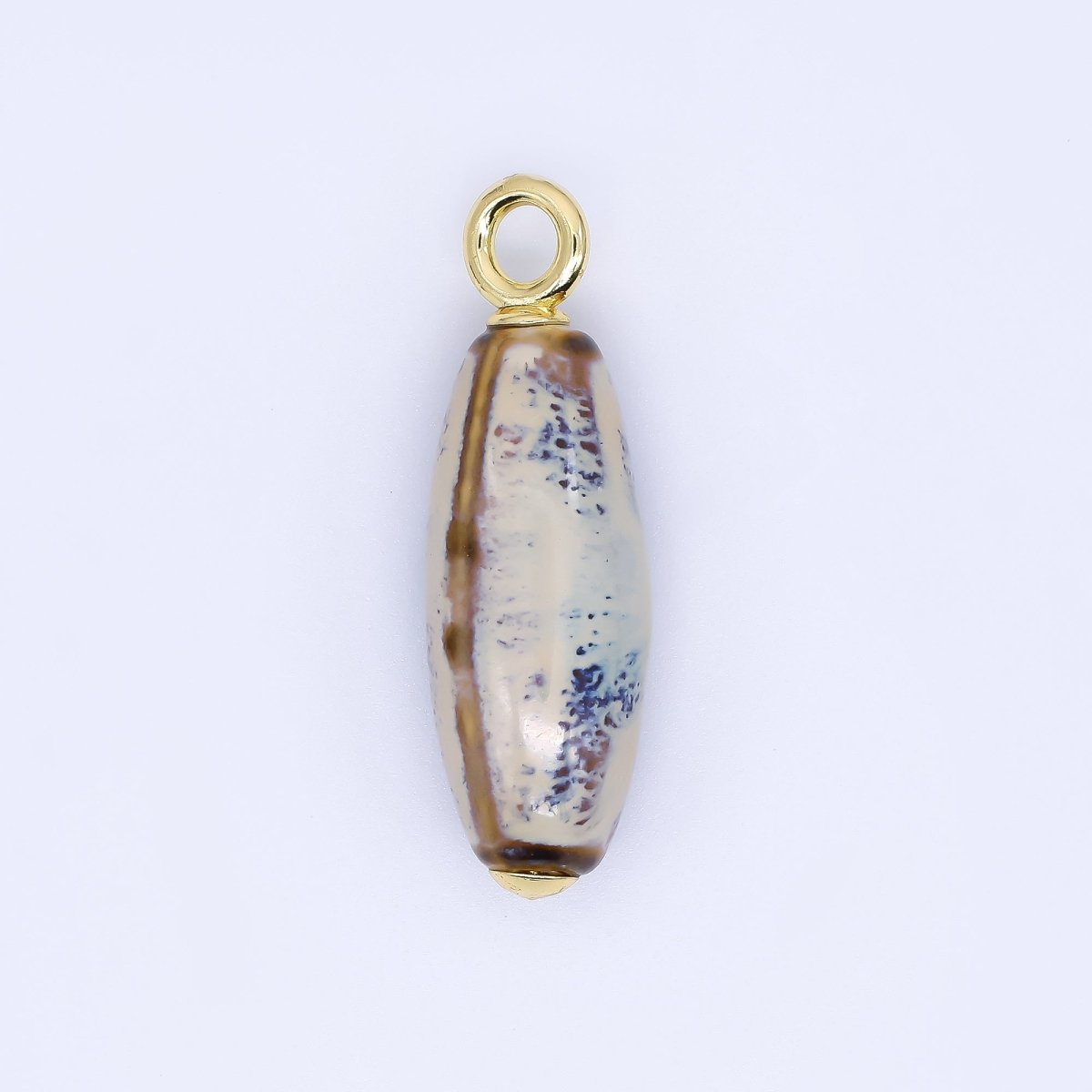 24K Gold Filled Ceramic Art Nature's Teardrop Oval Charm | M219 M249 M251 M252 M 256 M257 M262 M366 M372 M376 M383 - DLUXCA