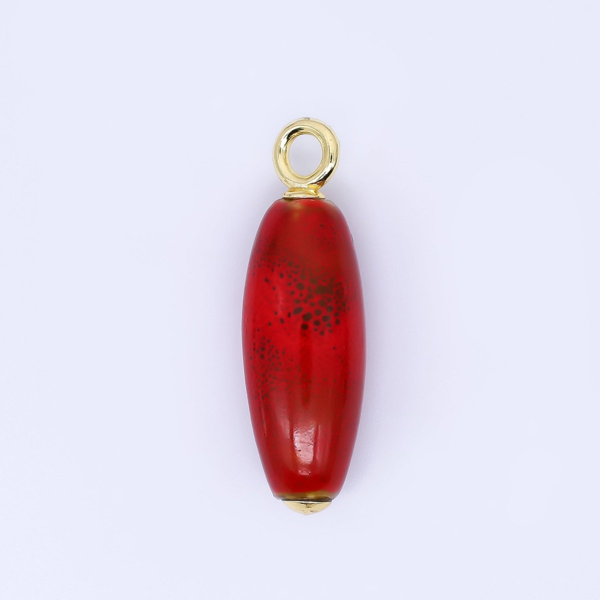 24K Gold Filled Ceramic Art Nature's Teardrop Oval Charm | M219 M249 M251 M252 M 256 M257 M262 M366 M372 M376 M383 - DLUXCA