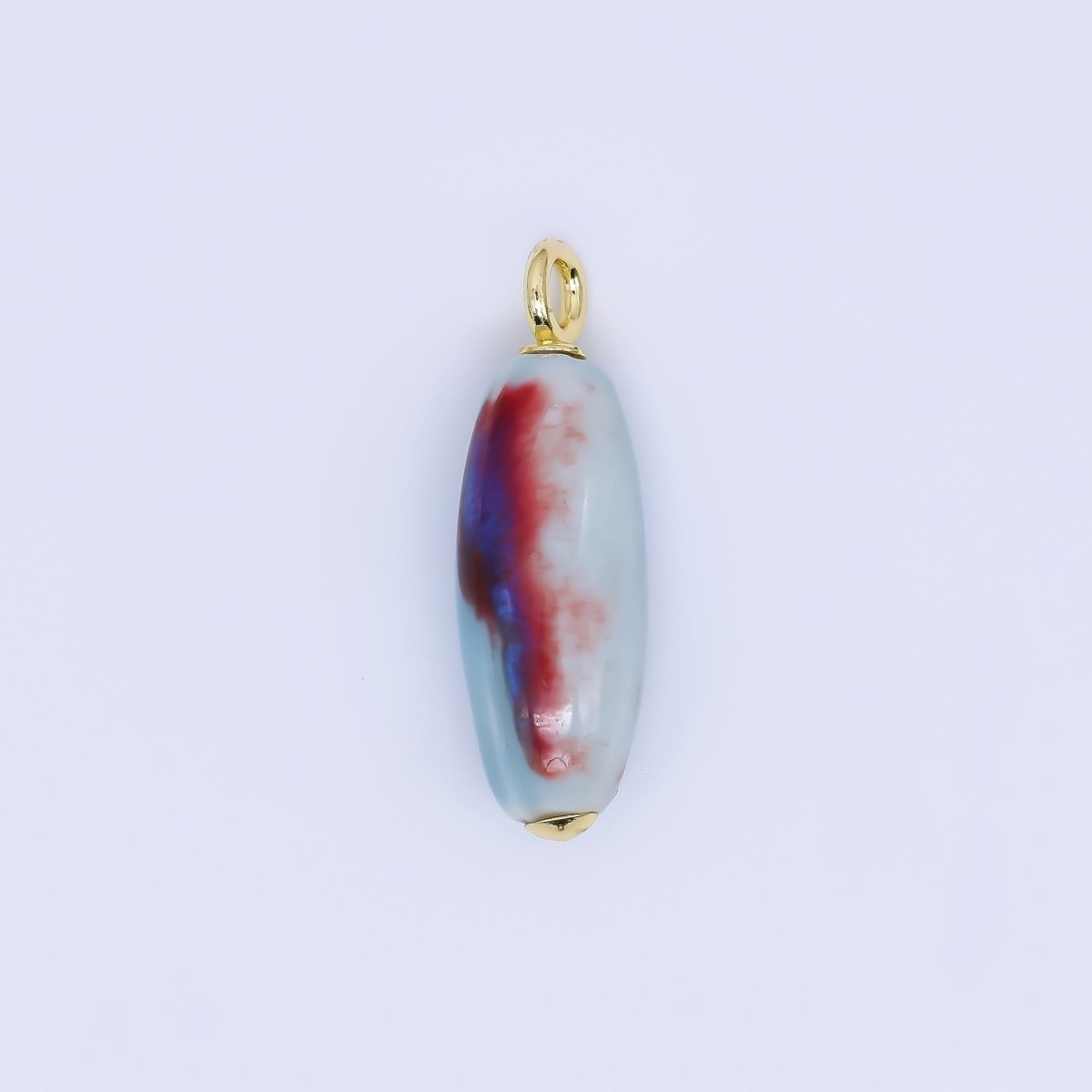 24K Gold Filled Ceramic Art Nature's Teardrop Oval Charm | M219 M249 M251 M252 M 256 M257 M262 M366 M372 M376 M383 - DLUXCA