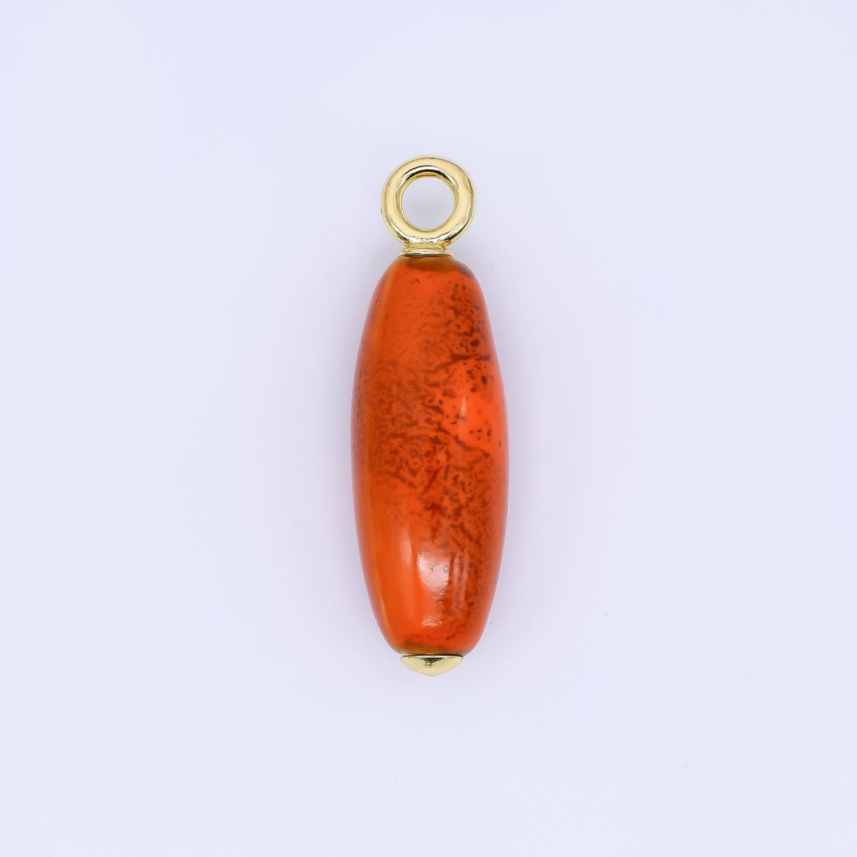 24K Gold Filled Ceramic Art Nature's Teardrop Oval Charm | M219 M249 M251 M252 M 256 M257 M262 M366 M372 M376 M383 - DLUXCA