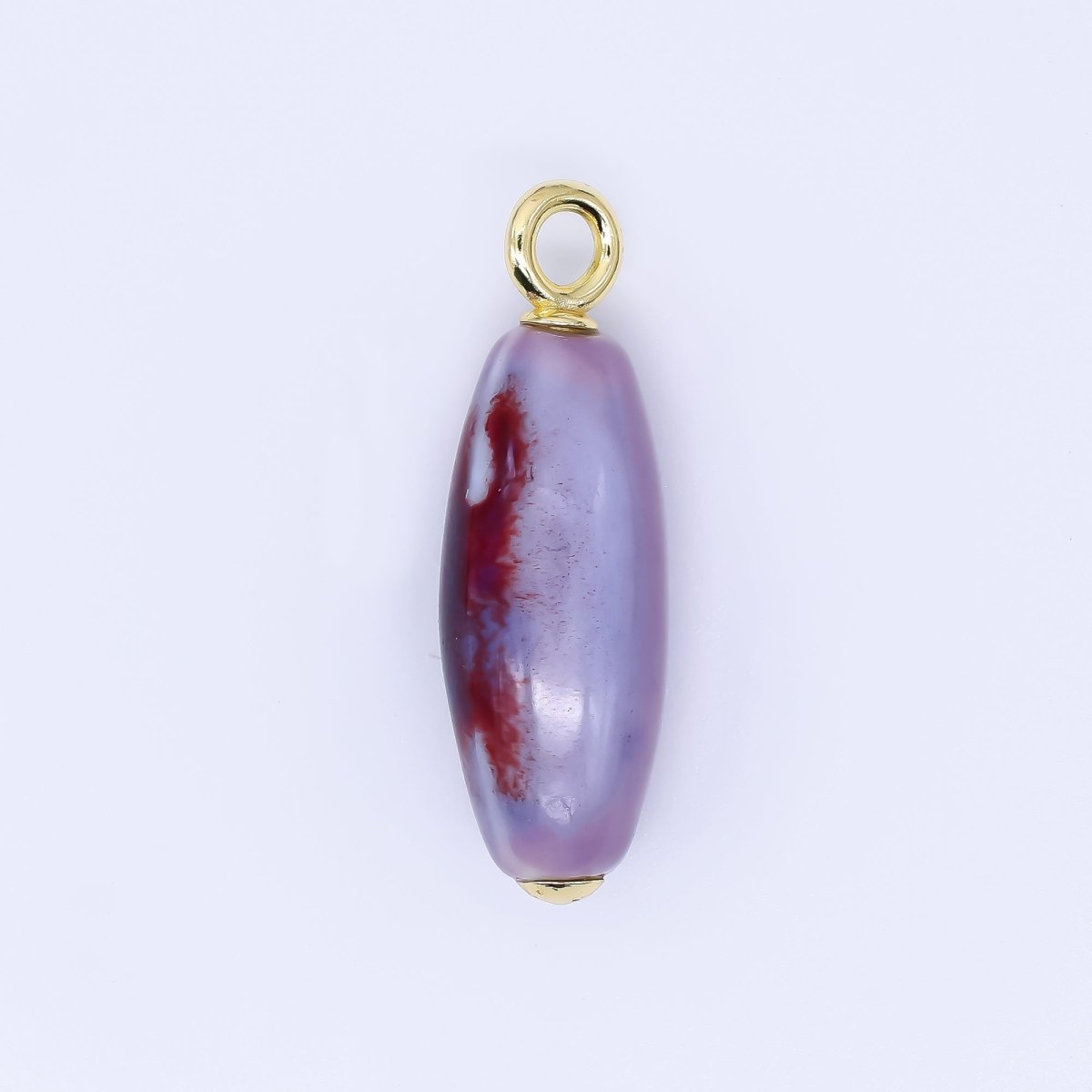 24K Gold Filled Ceramic Art Nature's Teardrop Oval Charm | M219 M249 M251 M252 M 256 M257 M262 M366 M372 M376 M383 - DLUXCA