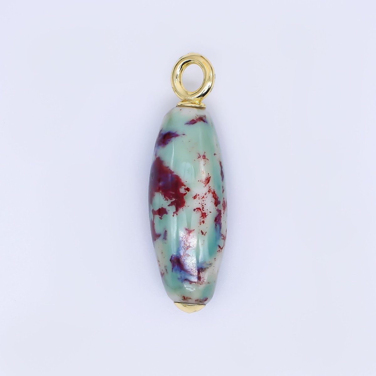 24K Gold Filled Ceramic Art Nature's Teardrop Oval Charm | M219 M249 M251 M252 M 256 M257 M262 M366 M372 M376 M383 - DLUXCA