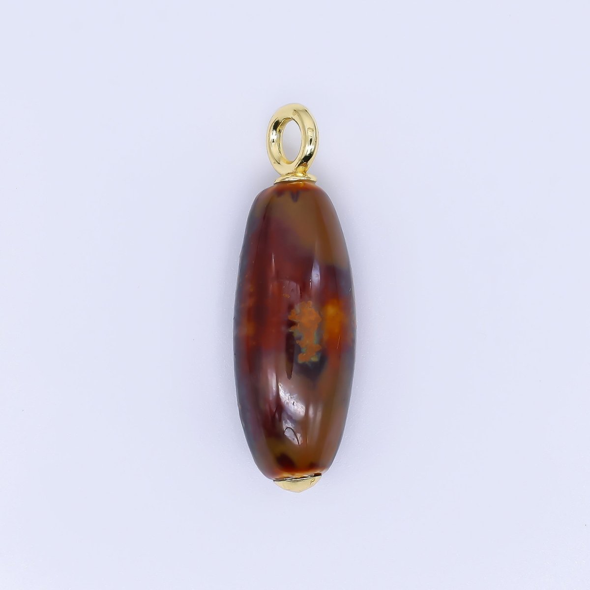 24K Gold Filled Ceramic Art Nature's Teardrop Oval Charm | M219 M249 M251 M252 M 256 M257 M262 M366 M372 M376 M383 - DLUXCA