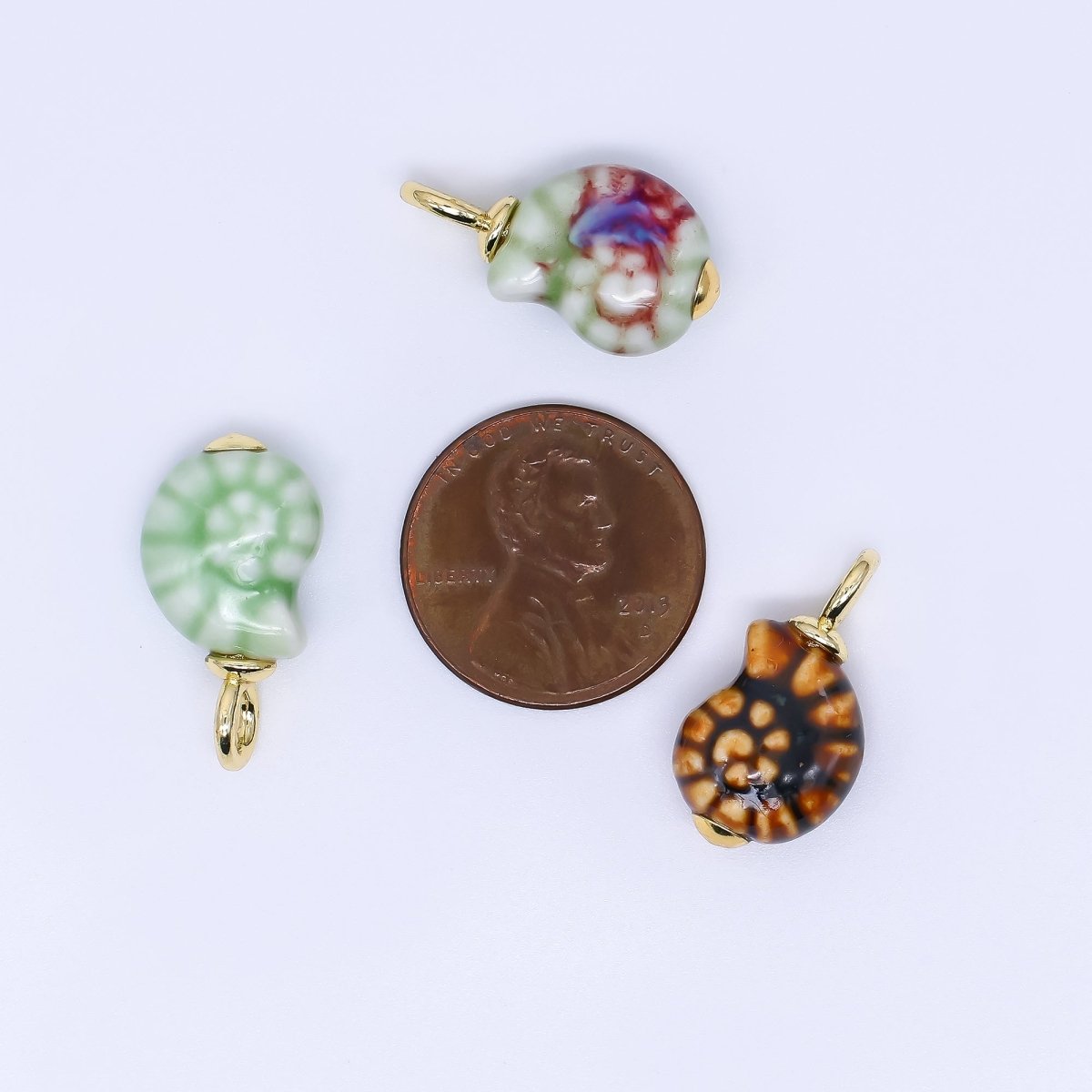 24K Gold Filled Ceramics Ammonite Shell Charm | N339 N348 N375 N376 N377 N385 - DLUXCA