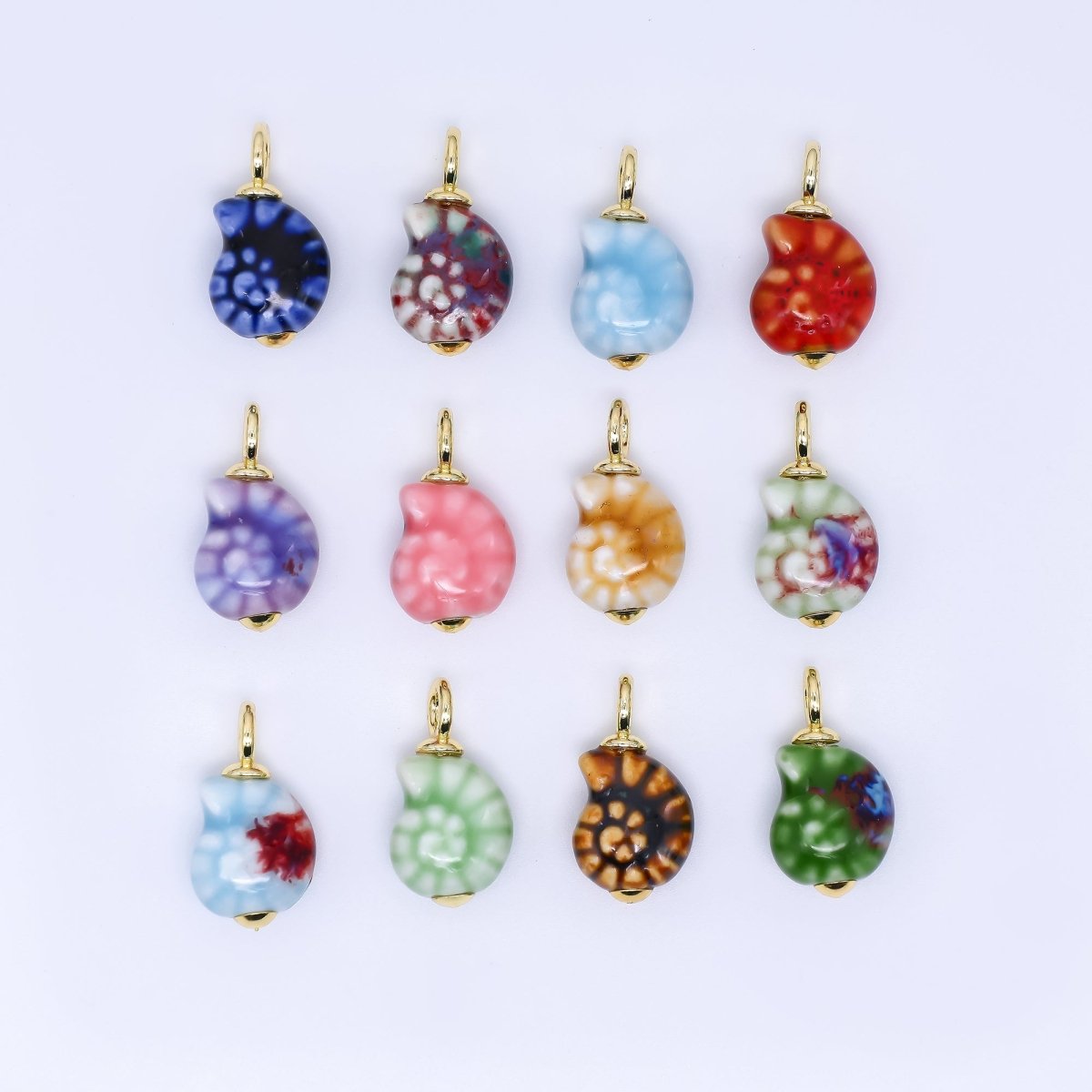 24K Gold Filled Ceramics Ammonite Shell Charm | N339 N348 N375 N376 N377 N385 - DLUXCA