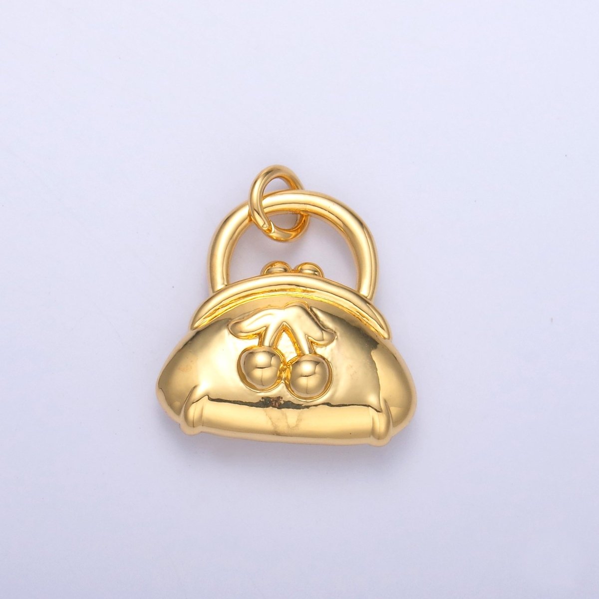 24K Gold Filled Cherry Fruit Purse Bag 3D Multidimensional Charm in Gold & Silver | N001 - DLUXCA