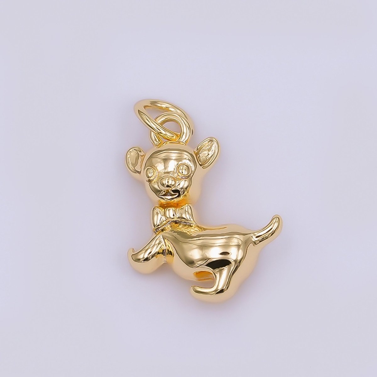 24K Gold Filled Chihuahua Puppy Dog Pet Multidimensional 3D Charm in Gold & Silver | AF478 - DLUXCA