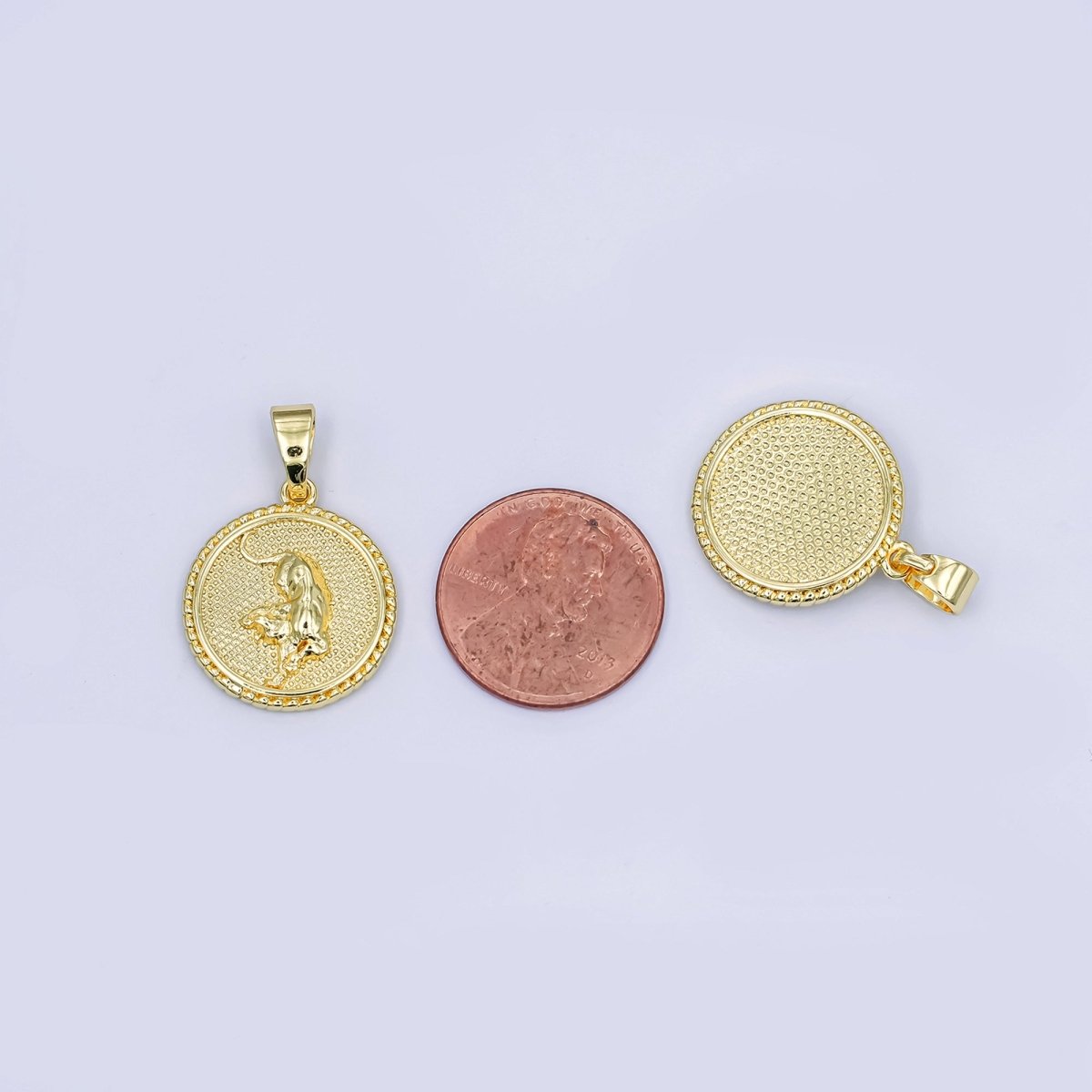 24K Gold Filled Chinese Zodiac Animal Round Pendant | A1319 - A1324 - DLUXCA