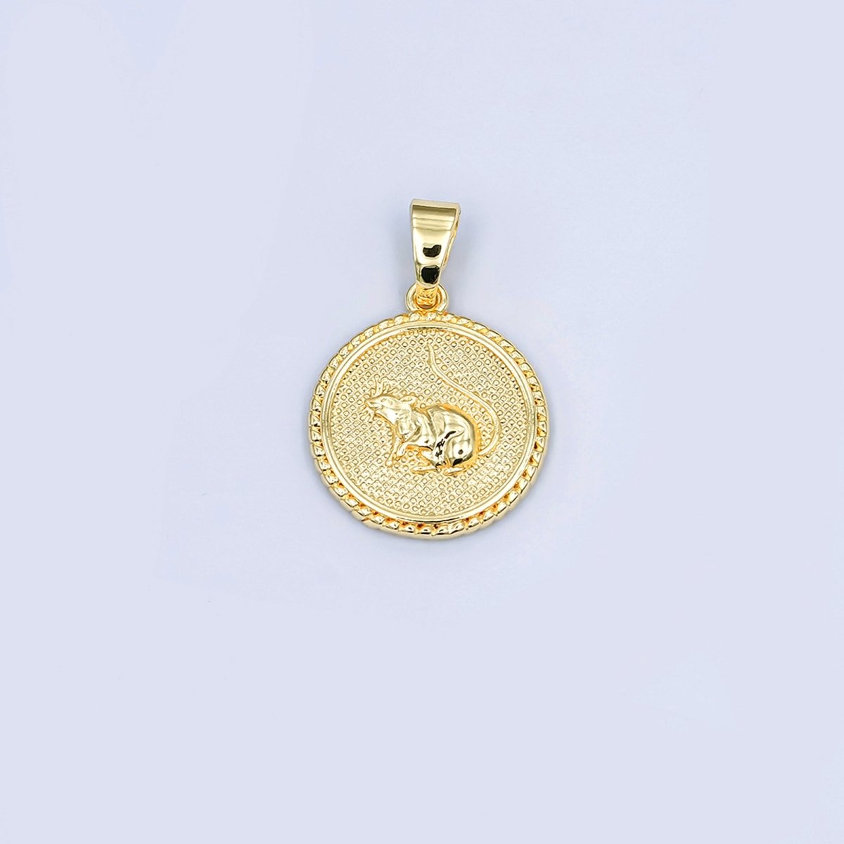 24K Gold Filled Chinese Zodiac Animal Round Pendant | A1319 - A1324 - DLUXCA