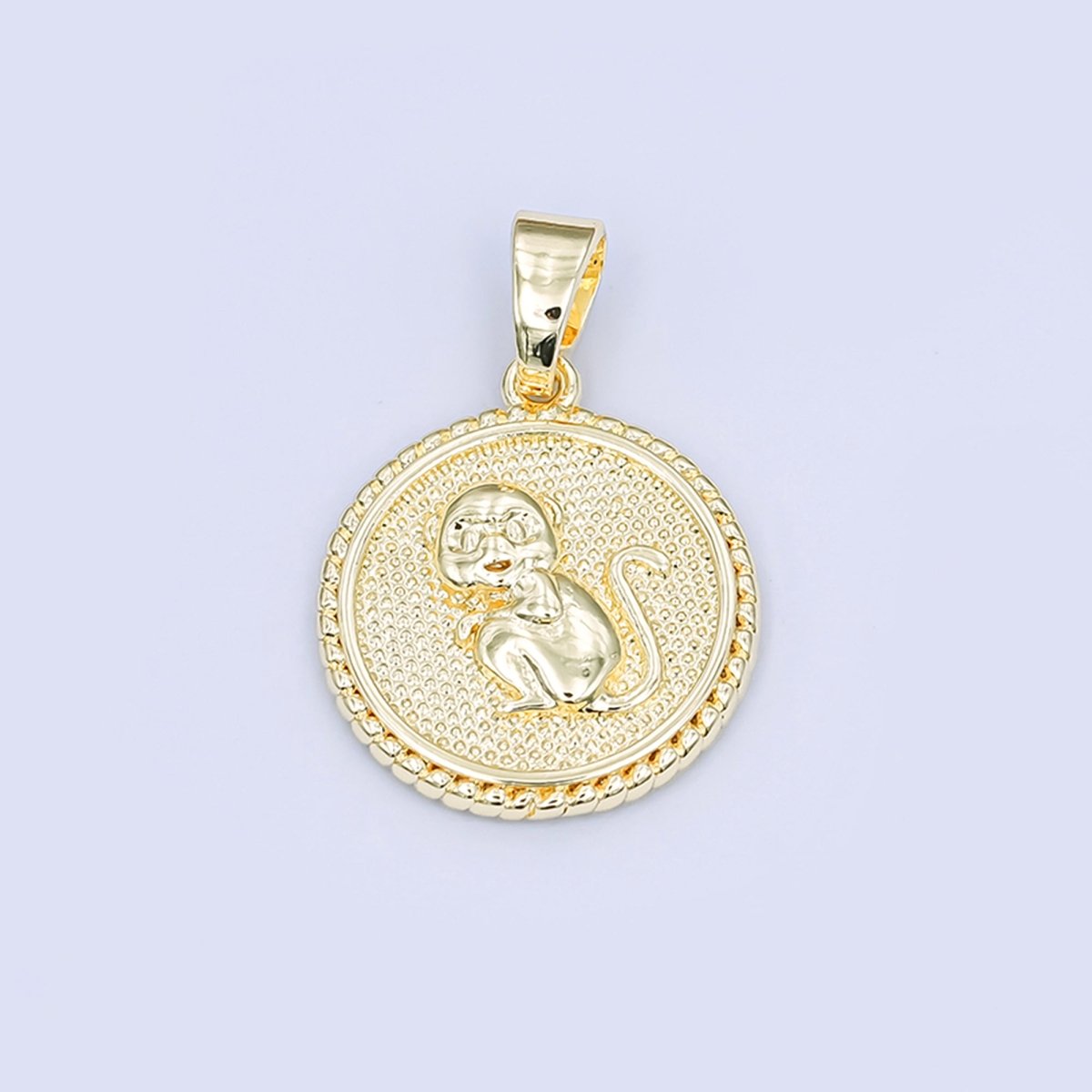 24K Gold Filled Chinese Zodiac Animal Round Pendant | A1319 - A1324 - DLUXCA
