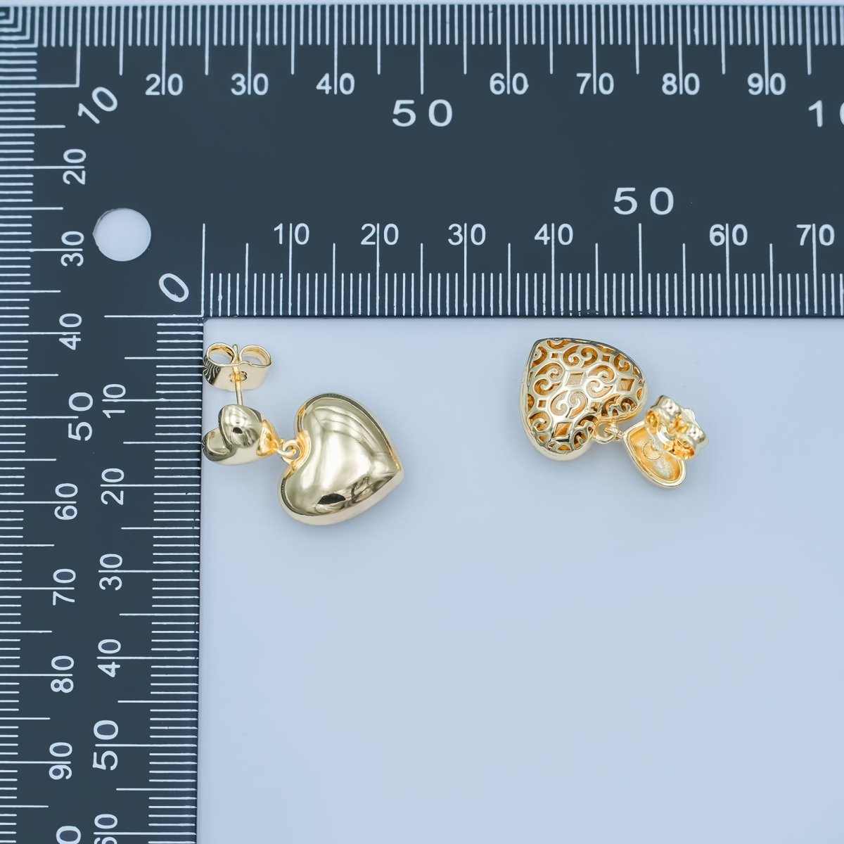 24K Gold Filled Chubby Heart Minimalist Stud Earrings | AD1226 - DLUXCA