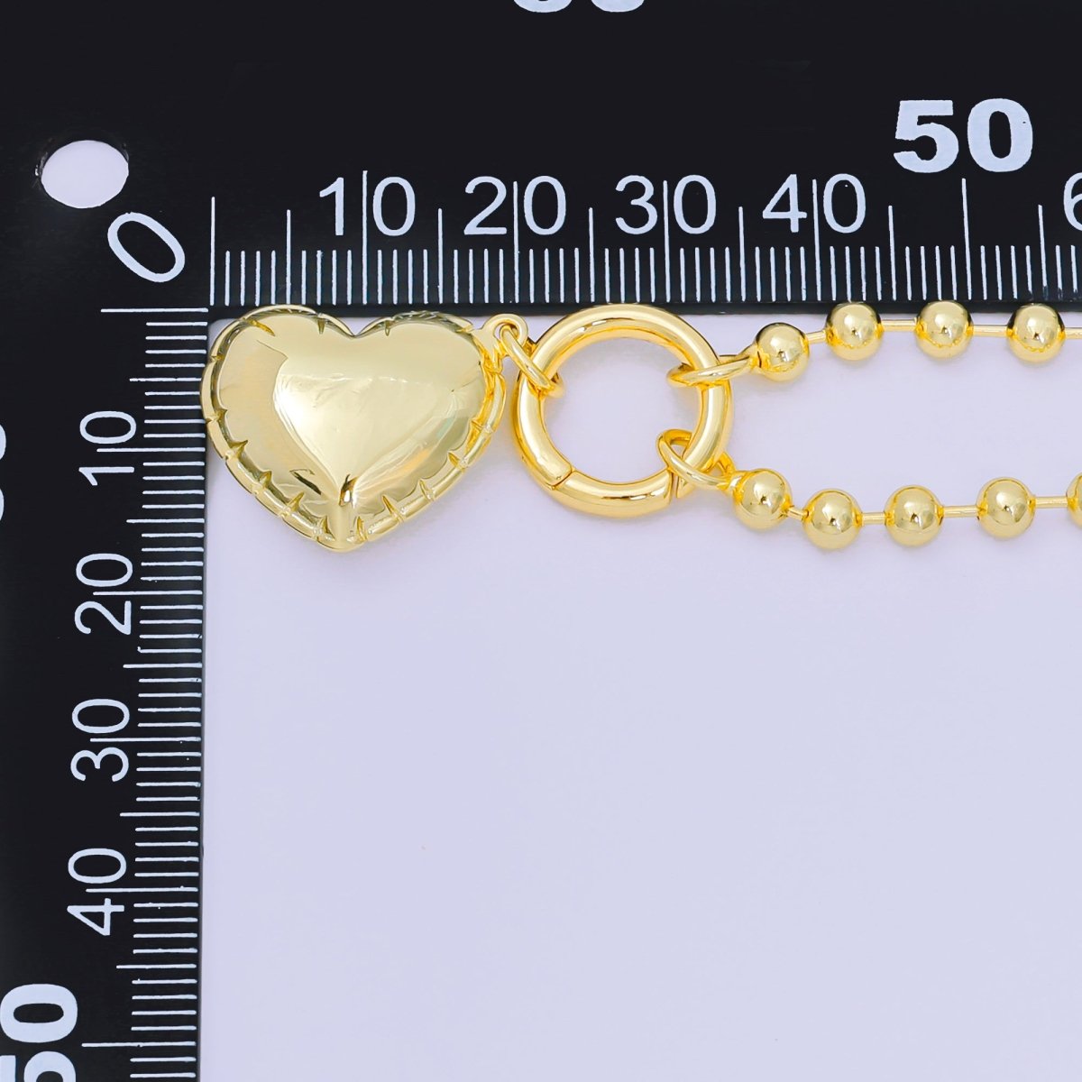 24K Gold Filled Chubby Heart Pull Gate Ball Bead Mini Keychain Accessories | Z01304 - DLUXCA