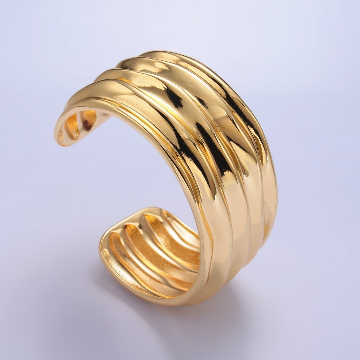 24K Gold Filled Chunky Cuff Band Bangle Bracelet | WA - 3976 - DLUXCA